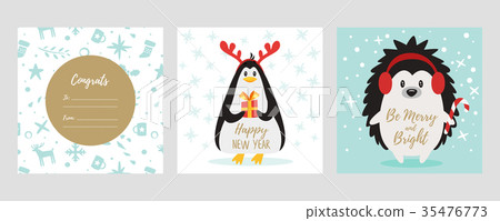 Christmas and New Year greeting card 35476773