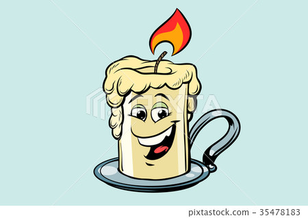 retro candle cute smiley face character 35478183
