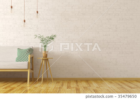 Interior with sofa and plant on the table 3d 35479650