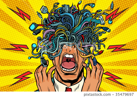 panic people wire adapter cables pop art 35479697