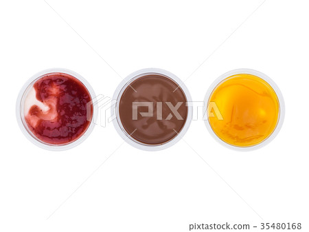 Mango strawberry and chocolate yogurt dessert 35480168