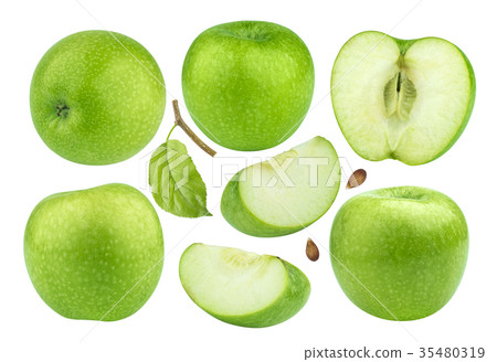 Green apple collection isolated on white Green apple collection isolated on white 35480319
