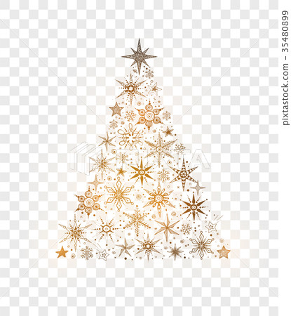 Christmas tree made of stars and snowflakes Christmas tree made of stars and snowflakes 35480899