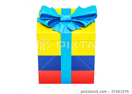 Gift box with flag of Colombia, holiday concept 35481876