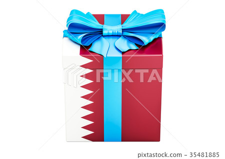 Gift box with flag of Qatar, holiday concept 35481885