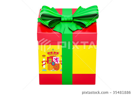 Gift box with flag of Spain, holiday concept 35481886