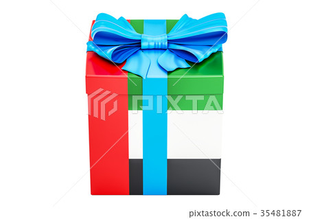 Gift box with flag of UAE, holiday concept 35481887