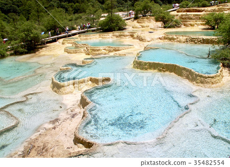 Sichuan Province, China Trapezoid Steps in Huanglong Scenic Area 35482554