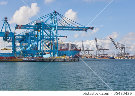 Huge container ship in port 35483429