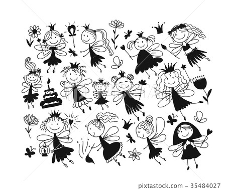 Cute little fairies collection, sketch for your 35484027