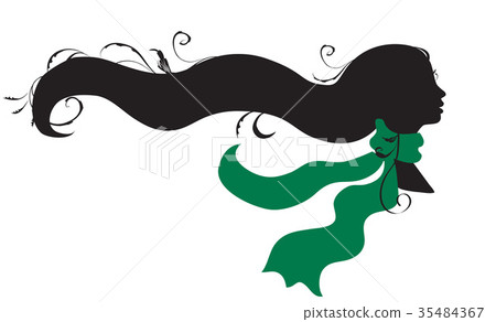 Beautiful woman, head silhouette for your design 35484367