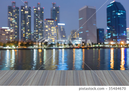 Blurred bokeh light office building water  35484670