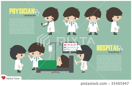 Doctor cartoon character and inpatient department 35485947
