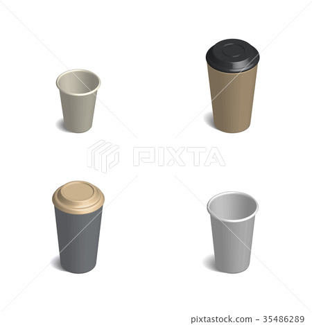 Plastic cup for coffee in 3D, vector illustration. 35486289