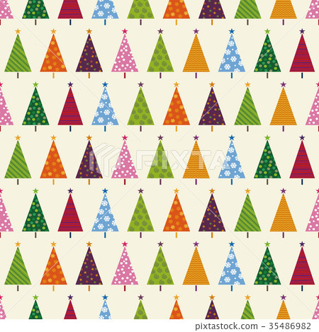 Colorful christmas tree pattern - Stock Illustration [35486982] - PIXTA