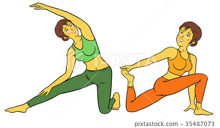 30s women doing diet yoga 35487073