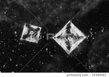 Crystal - micrograph of salt (sodium chloride) 35489481