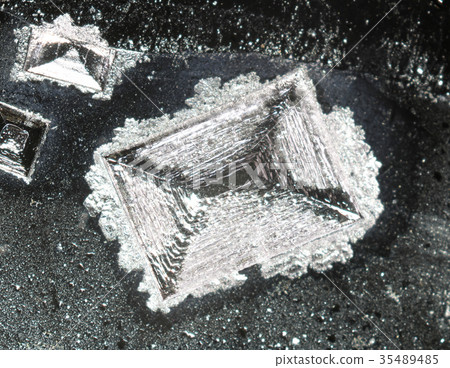 Crystal - micrograph of salt (sodium chloride) 35489485