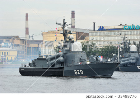 warship Chuvashiya in the river Neva 35489776
