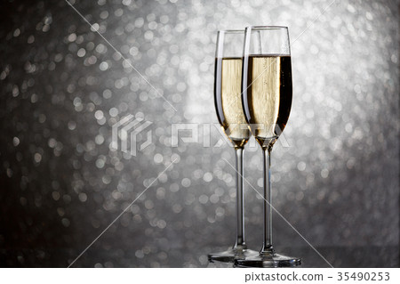 New Year's picture of two wine glasses with New Year's picture of two wine glasses with 35490253