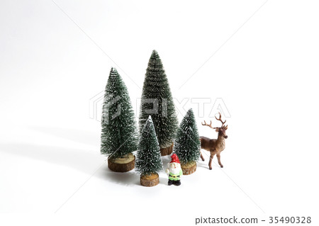 forest firs reindeer and gnome 35490328