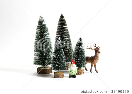 forest firs reindeer and gnome 35490329