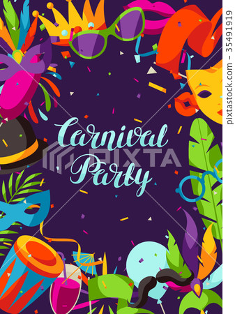 Carnival party background with celebration icons 35491919