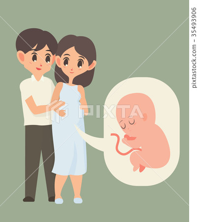 Pregnant woman with her husband and baby. 35493906