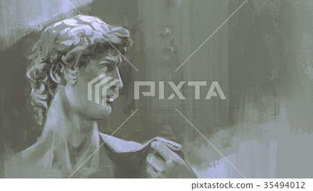 painting of Michelangelo's David statue painting of Michelangelo's David statue 35494012