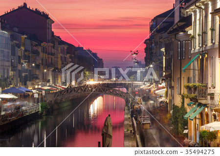 Naviglio Grande canal in Milan, Lombardia, Italy Naviglio Grande canal in Milan, Lombardia, Italy 35494275