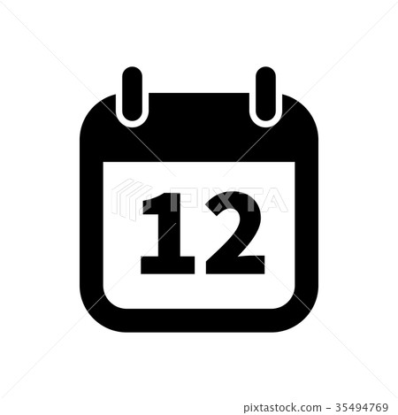 Simple black calendar icon with 12 date on white 35494769