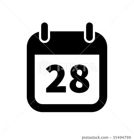 Simple black calendar icon with 28 date on white - Stock Illustration ...