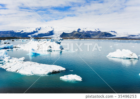 View of icebergs in glacier lagoon, Iceland. View of icebergs in glacier lagoon, Iceland. 35496253