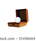 Box for jewelry brown with a large pearl, vector  35496669