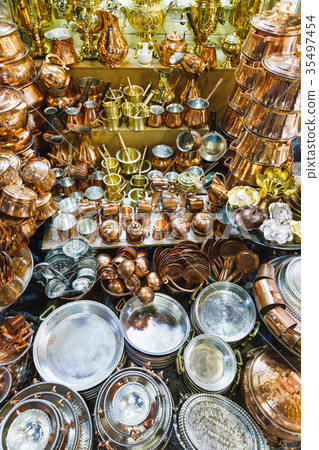 Traditional iranian market, metal souvenires, Iran 35497454