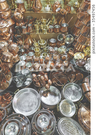Traditional iranian market, metal souvenires, Iran 35497456
