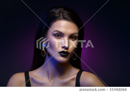 beautiful girl with black lips 35498066