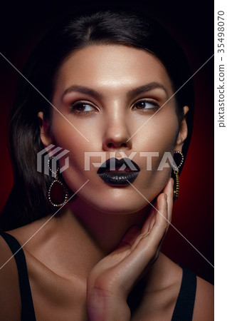 beautiful girl with black lips 35498070