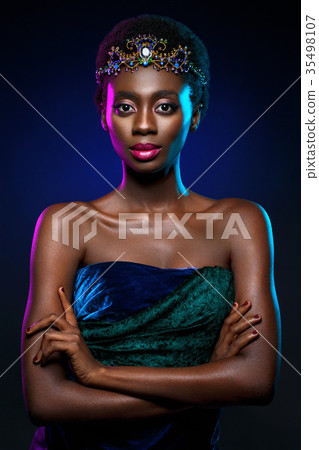 Beautiful black girl with crystal crown Beautiful black girl with crystal crown 35498107