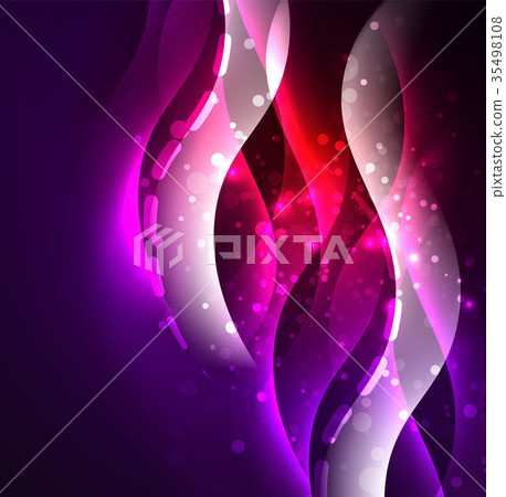 Vector glowing wave, smoke design wavy lines 35498108