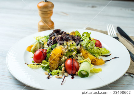 salad with beef liver and citrus fruits salad with beef liver and citrus fruits 35498602