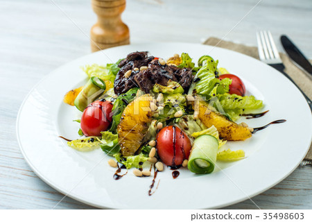 salad with beef liver and citrus fruits salad with beef liver and citrus fruits 35498603