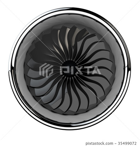 Jet engine, turbine blades of airplane, 3d render 35499072