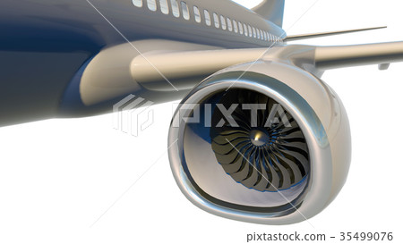 Jet engine, turbine blades of airplane, 3d render 35499076