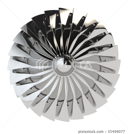 Jet engine, turbine blades of airplane, 3d render Jet engine, turbine blades of airplane, 3d render 35499077