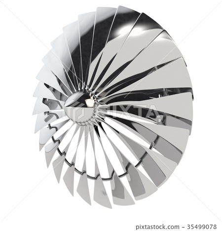 Jet engine, turbine blades of airplane, 3d render 35499078