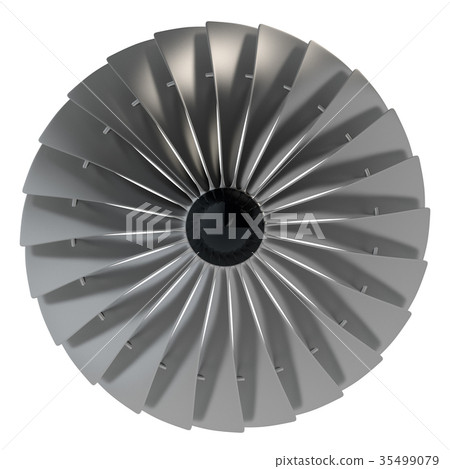 Jet engine, turbine blades of airplane, 3d render 35499079