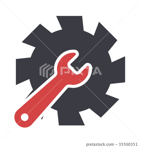 Service tool icons with gear and spanner 35500351