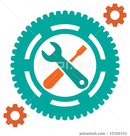 Service tool icons with gear and spanner 35500355