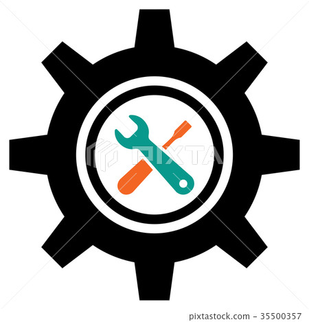 Service tool icons with gear and spanner 35500357